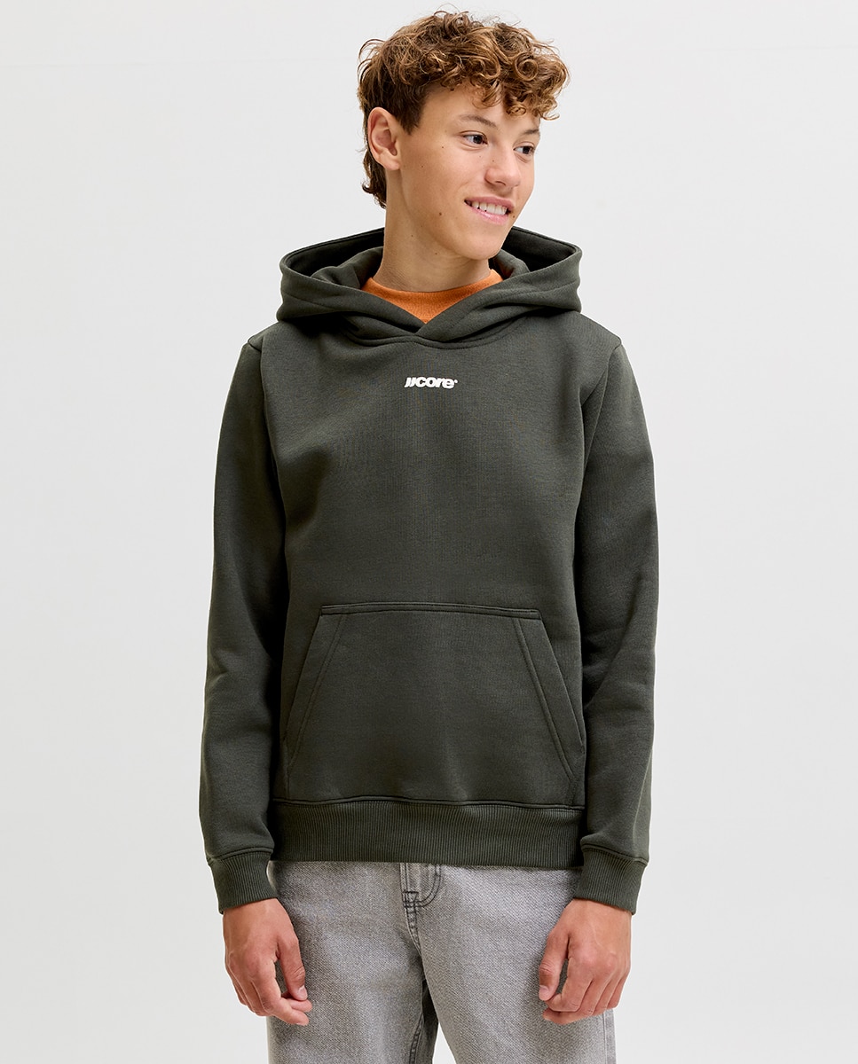Sudadera de niño con capucha y back print - Jack & Jones - Verde oscuro Verde oscuro-1