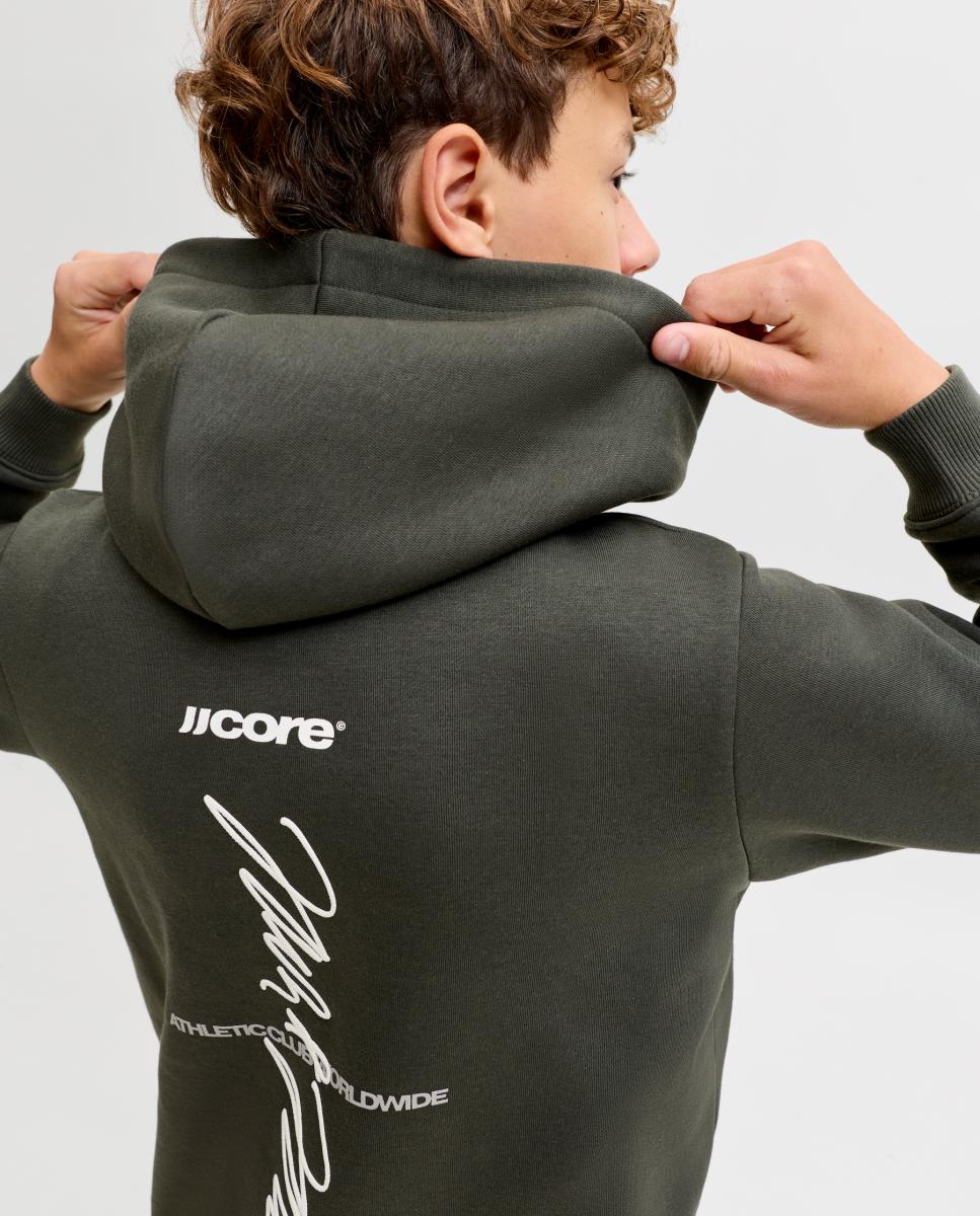 Sudadera de niño con capucha y back print - Jack & Jones - Verde oscuro Verde oscuro-3