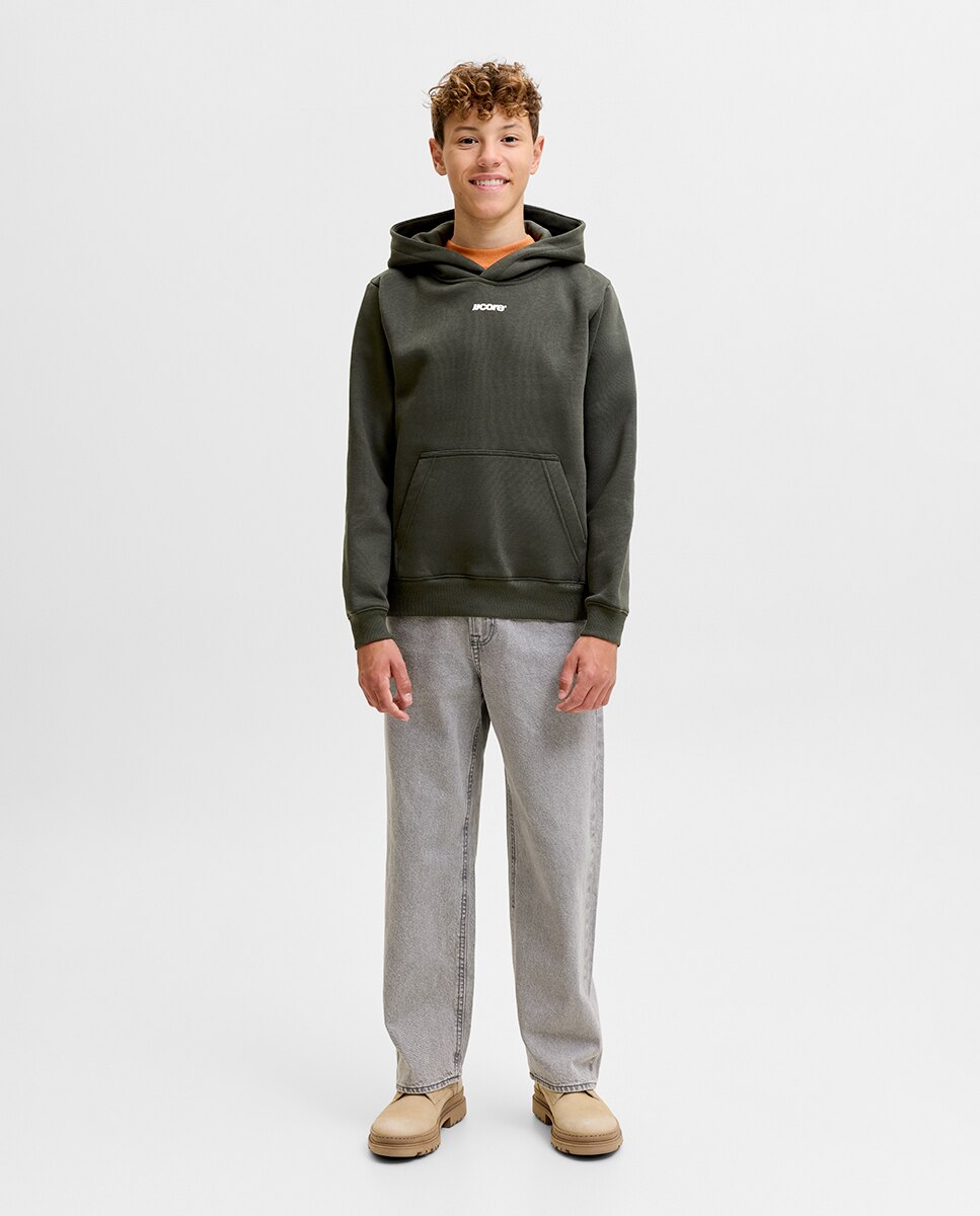 Sudadera de niño con capucha y back print - Jack & Jones - Verde oscuro Verde oscuro-6