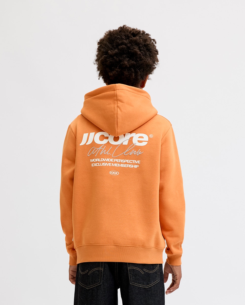 Sudadera de niño con capucha y back print - Jack & Jones - Naranja Naranja-2