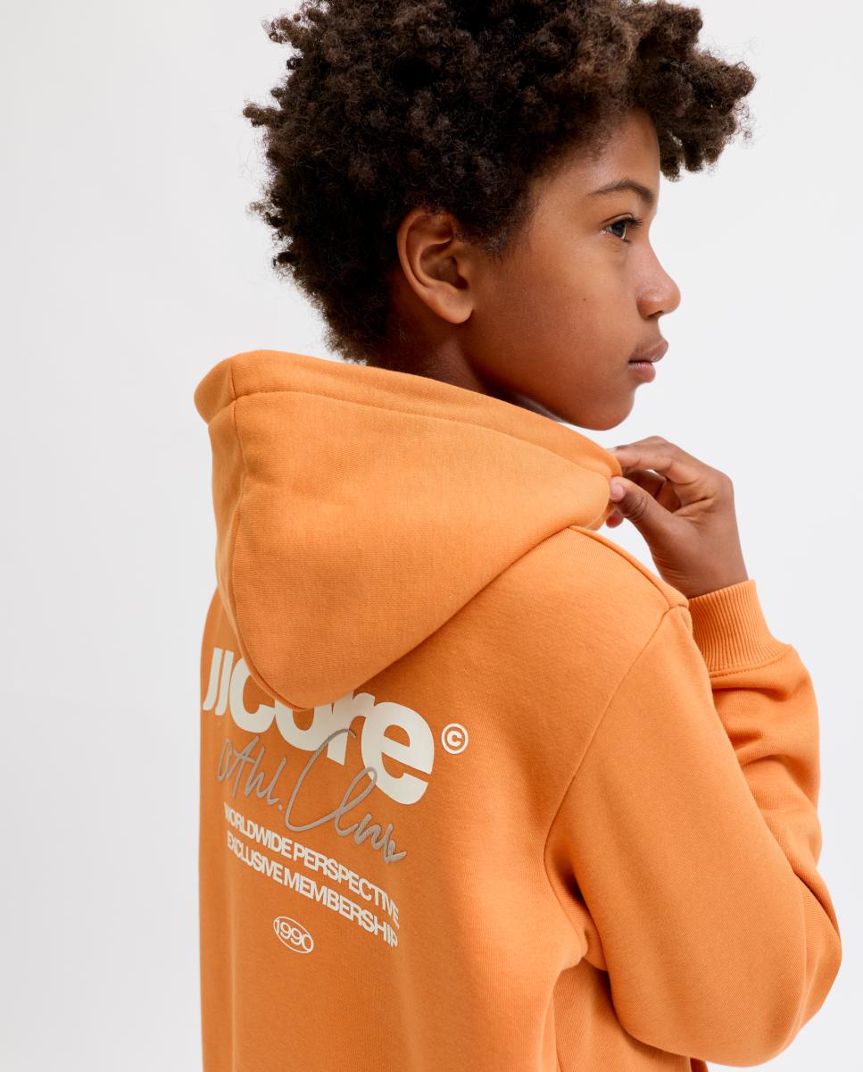Sudadera de niño con capucha y back print - Jack & Jones - Naranja Naranja-3