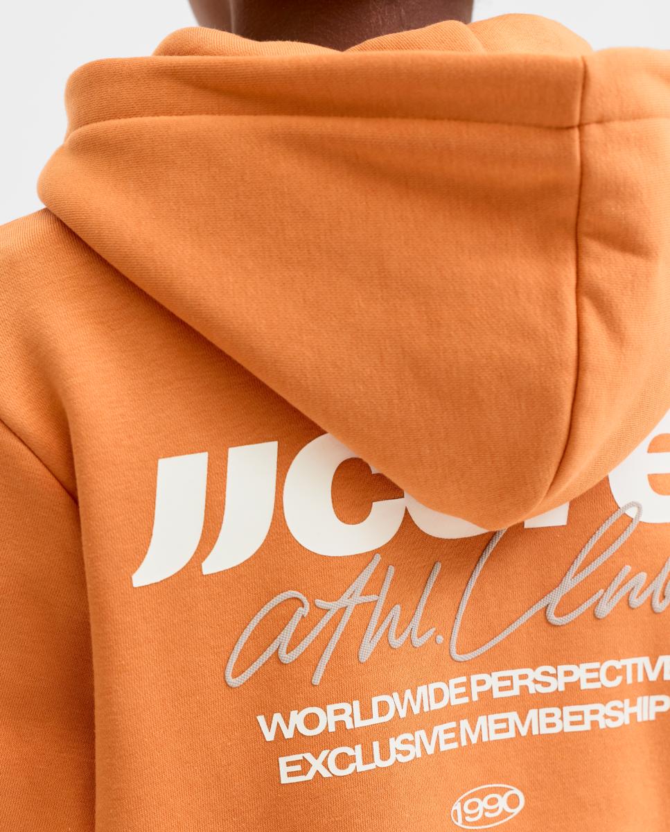 Sudadera de niño con capucha y back print - Jack & Jones - Naranja Naranja-4
