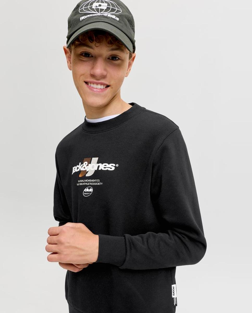 Sudadera de niño sin capucha con print frontal - Jack & Jones - Negro Negro-4