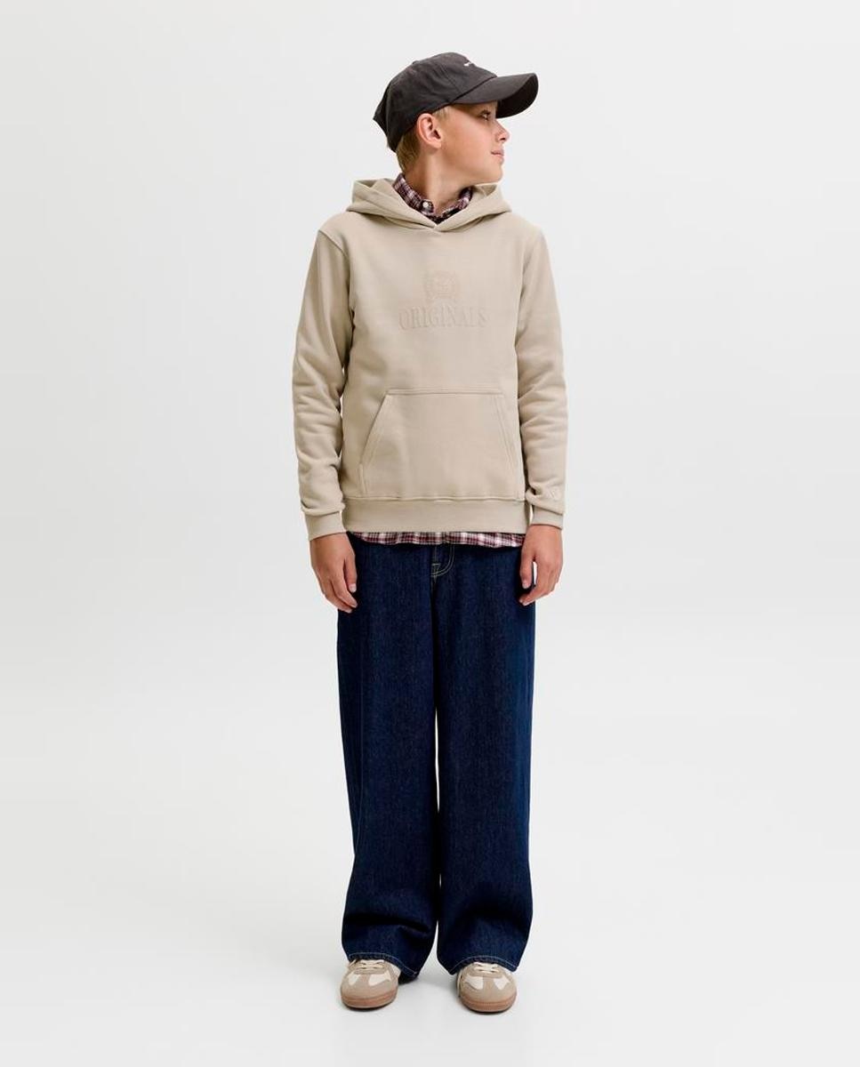 Sudadera de niño lisa con capucha y print frontal a tono - Jack & Jones - Natural Natural-2