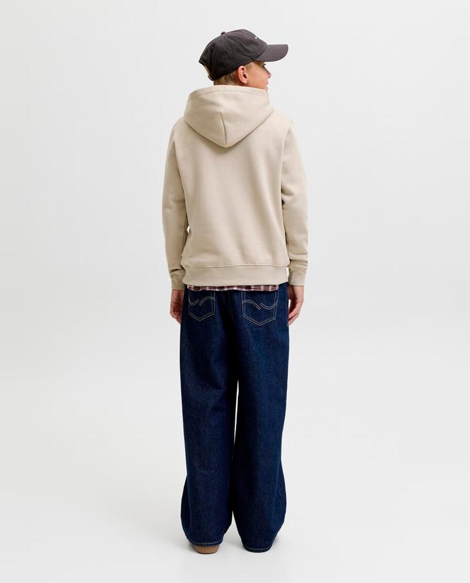Sudadera de niño lisa con capucha y print frontal a tono - Jack & Jones - Natural Natural-3