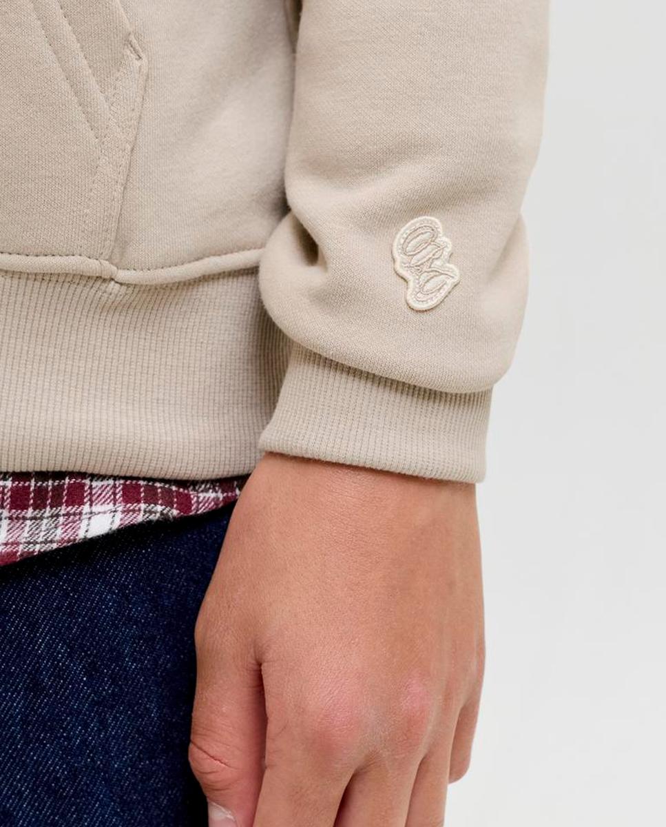 Sudadera de niño lisa con capucha y print frontal a tono - Jack & Jones - Natural Natural-5