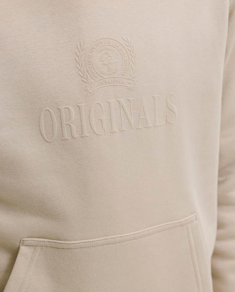 Sudadera de niño lisa con capucha y print frontal a tono - Jack & Jones - Natural Natural-6