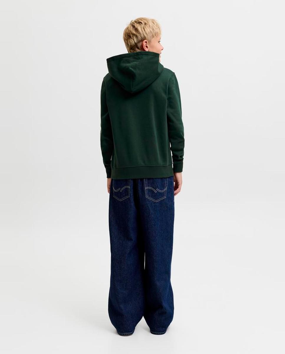 Sudadera de niño lisa con capucha y print frontal a tono - Jack & Jones - Verde oscuro Verde oscuro-3