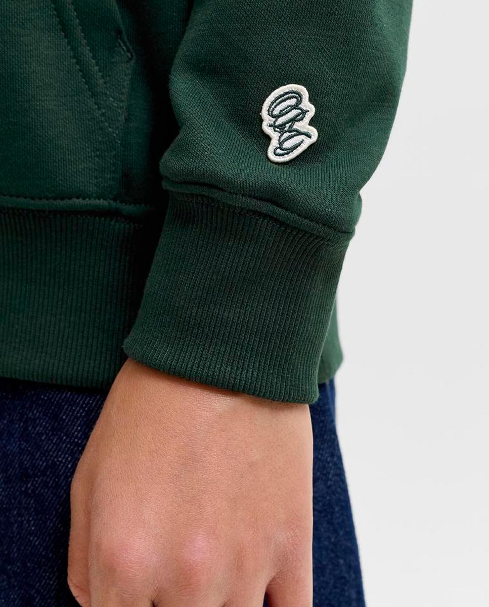 Sudadera de niño lisa con capucha y print frontal a tono - Jack & Jones - Verde oscuro Verde oscuro-5