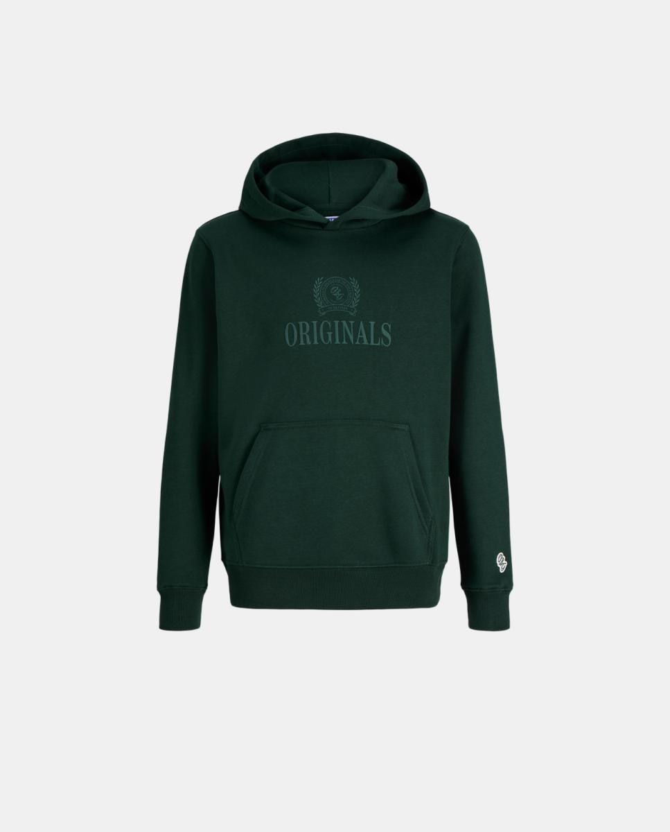 Sudadera de niño lisa con capucha y print frontal a tono - Jack & Jones - Verde oscuro Verde oscuro-7