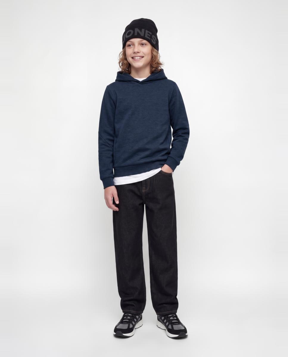 Sweatshirt com Capuz e Estampado à Frente Azul-marinho-3