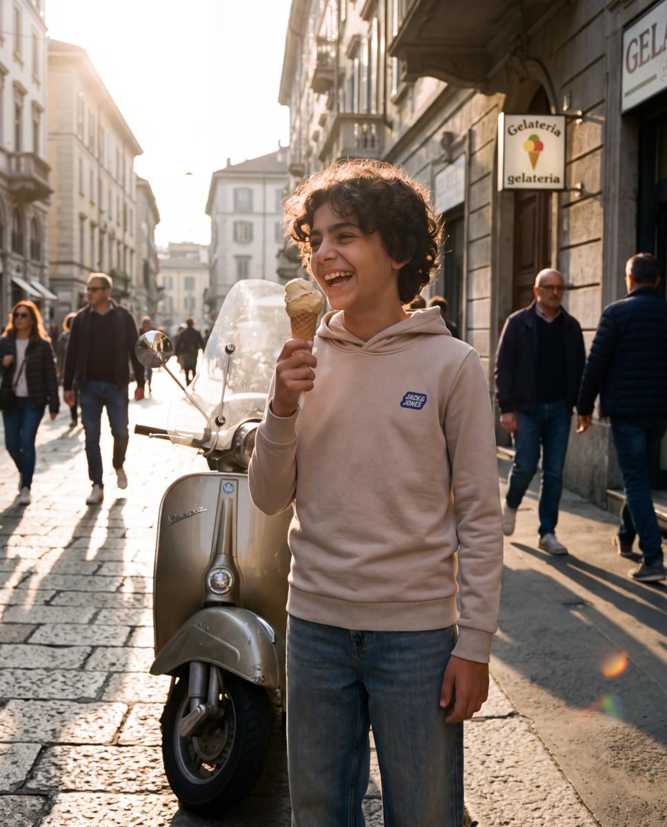 Sudadera de niño con capucha y print frontal - Jack & Jones - Natural Natural-6
