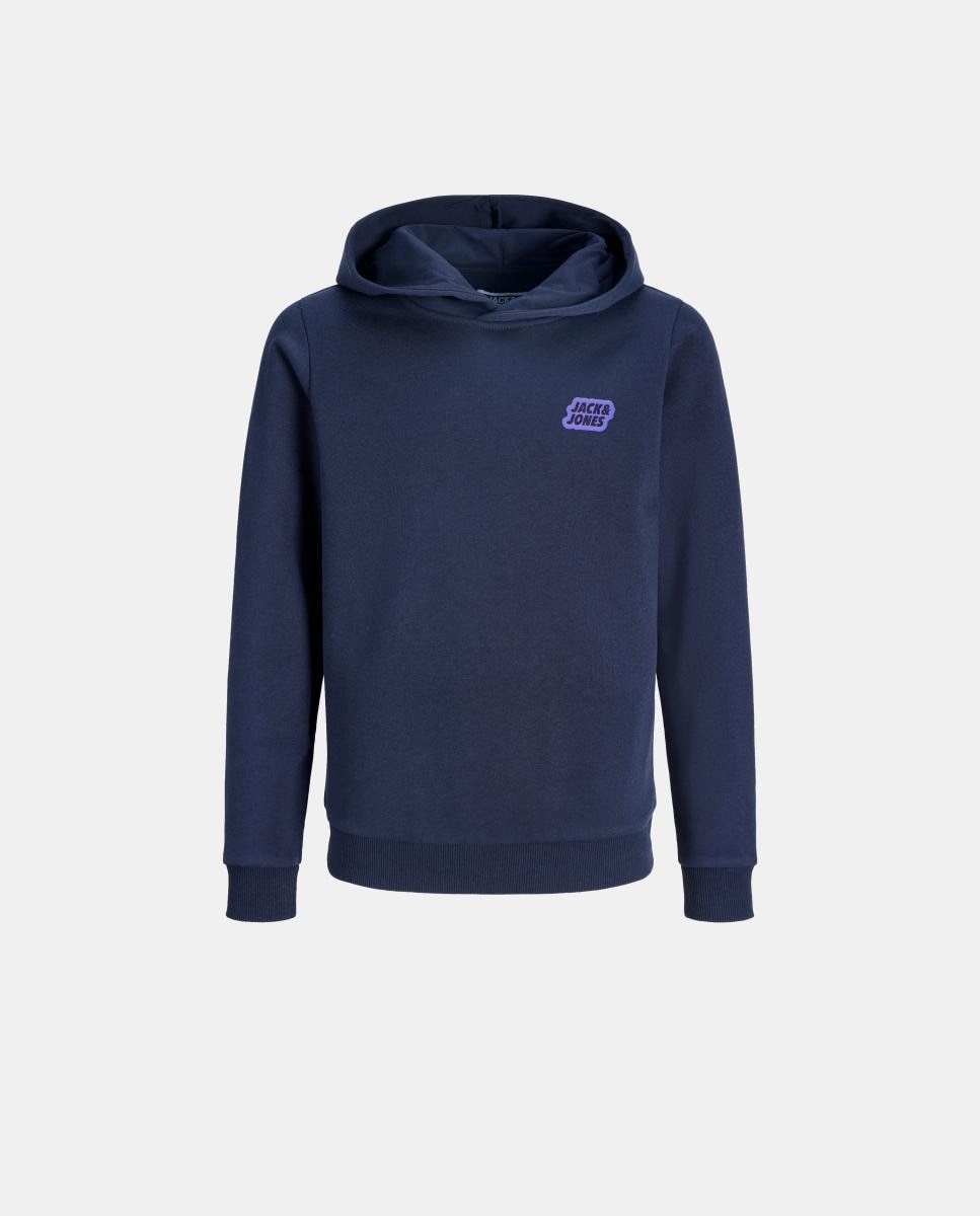 Sudadera de niño con capucha y print frontal - Jack & Jones - Azul marino Azul marino-1