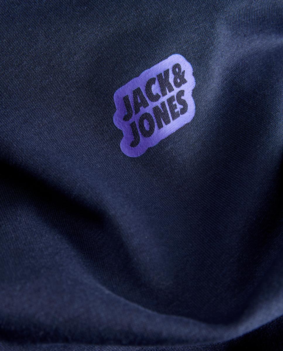 Sudadera de niño con capucha y print frontal - Jack & Jones - Azul marino Azul marino-4