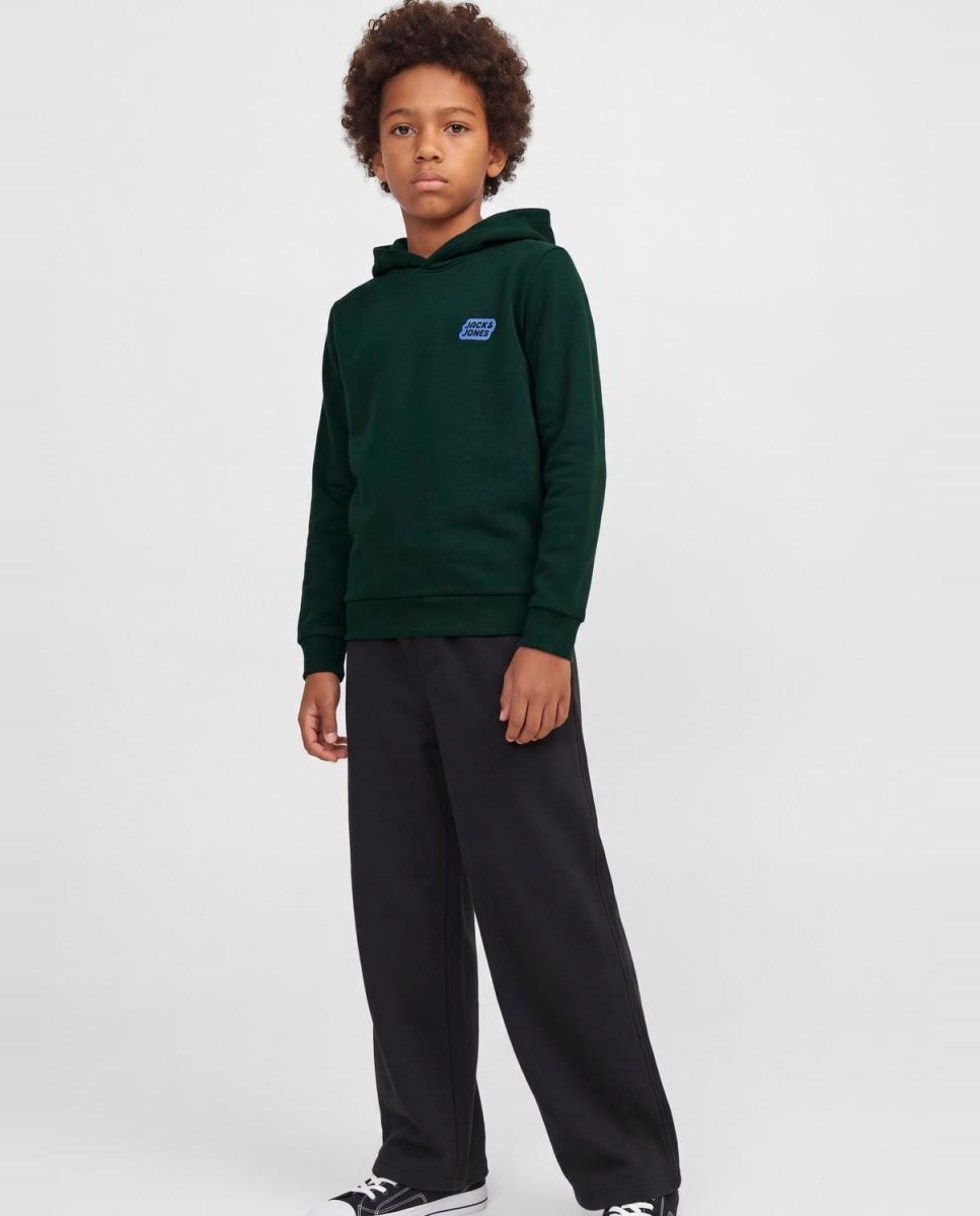 Sweatshirt com Capuz e Estampado à Frente Verde-escuro-3