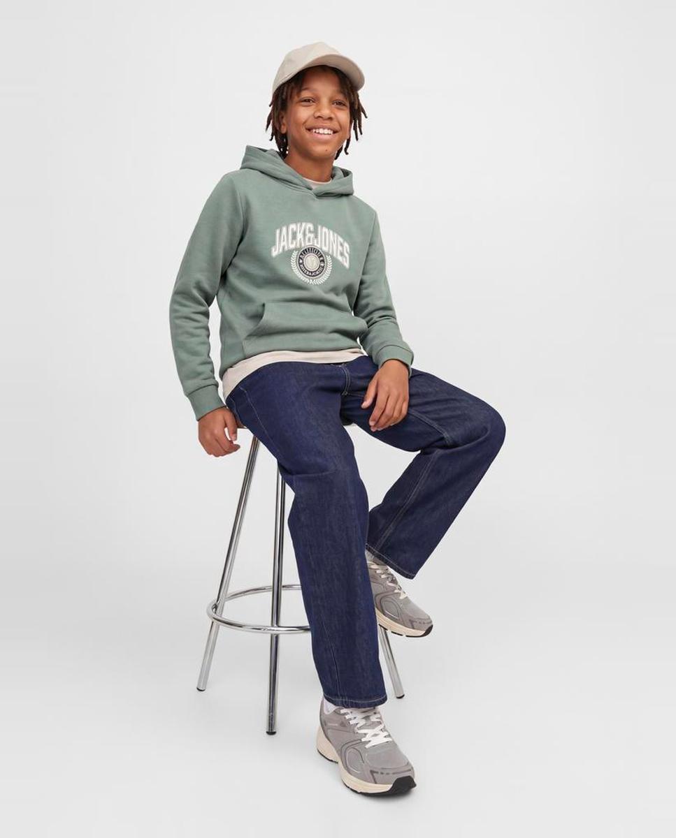Imagen 3 de Sudadera de niño con capucha y print frontal - Jack & Jones - Verde militar Verde militar