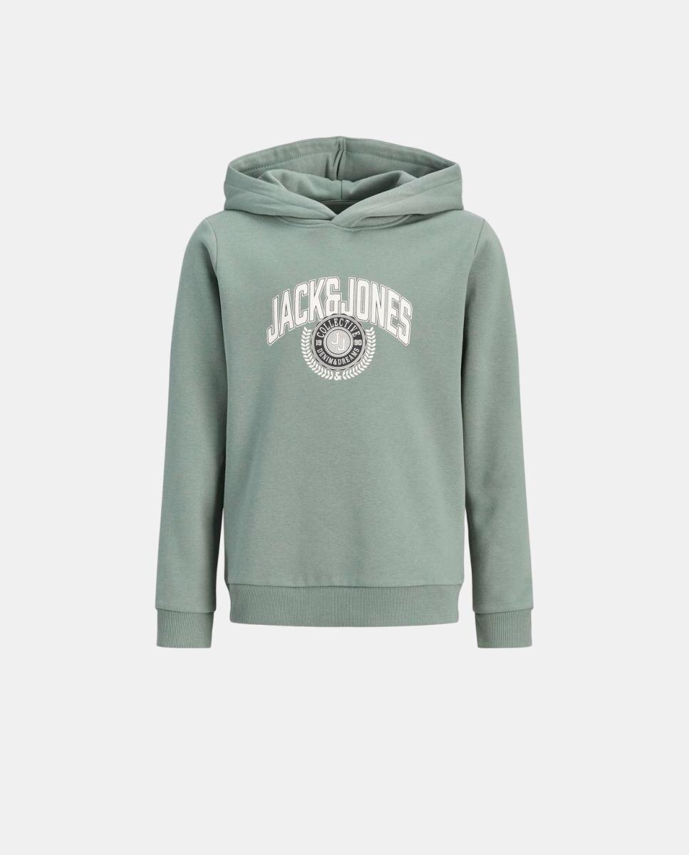Imagen 4 de Sudadera de niño con capucha y print frontal - Jack & Jones - Verde militar Verde militar