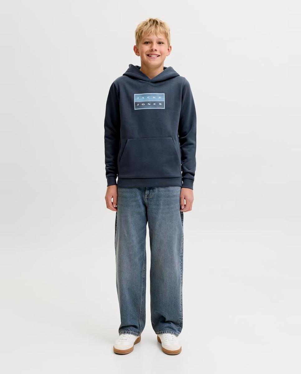 Sweatshirt com Capuz e Estampado à Frente Azul-marinho-2