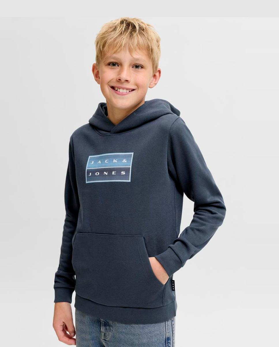 Sweatshirt com Capuz e Estampado à Frente Azul-marinho-4
