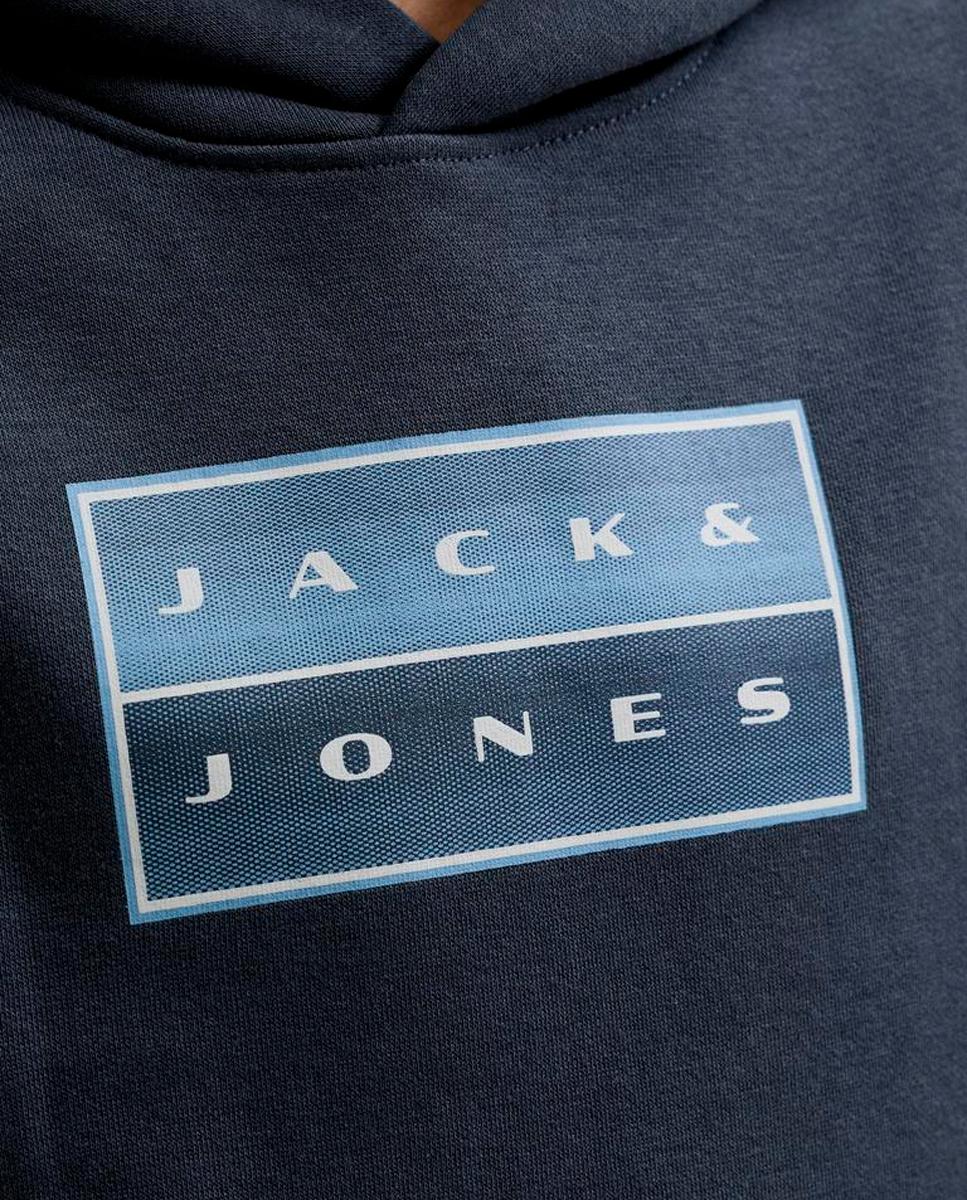 Sweatshirt com Capuz e Estampado à Frente Azul-marinho-5