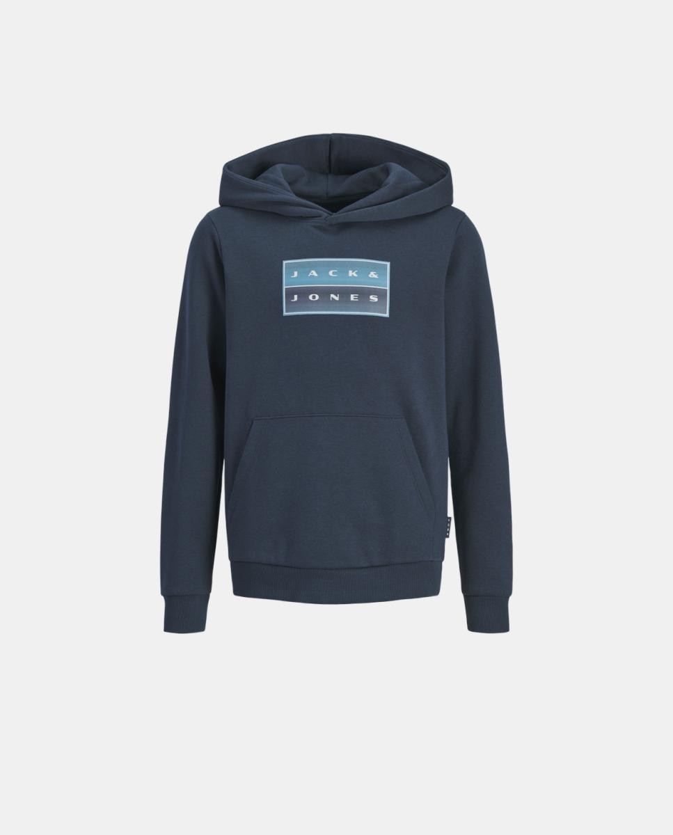 Sweatshirt com Capuz e Estampado à Frente Azul-marinho-7