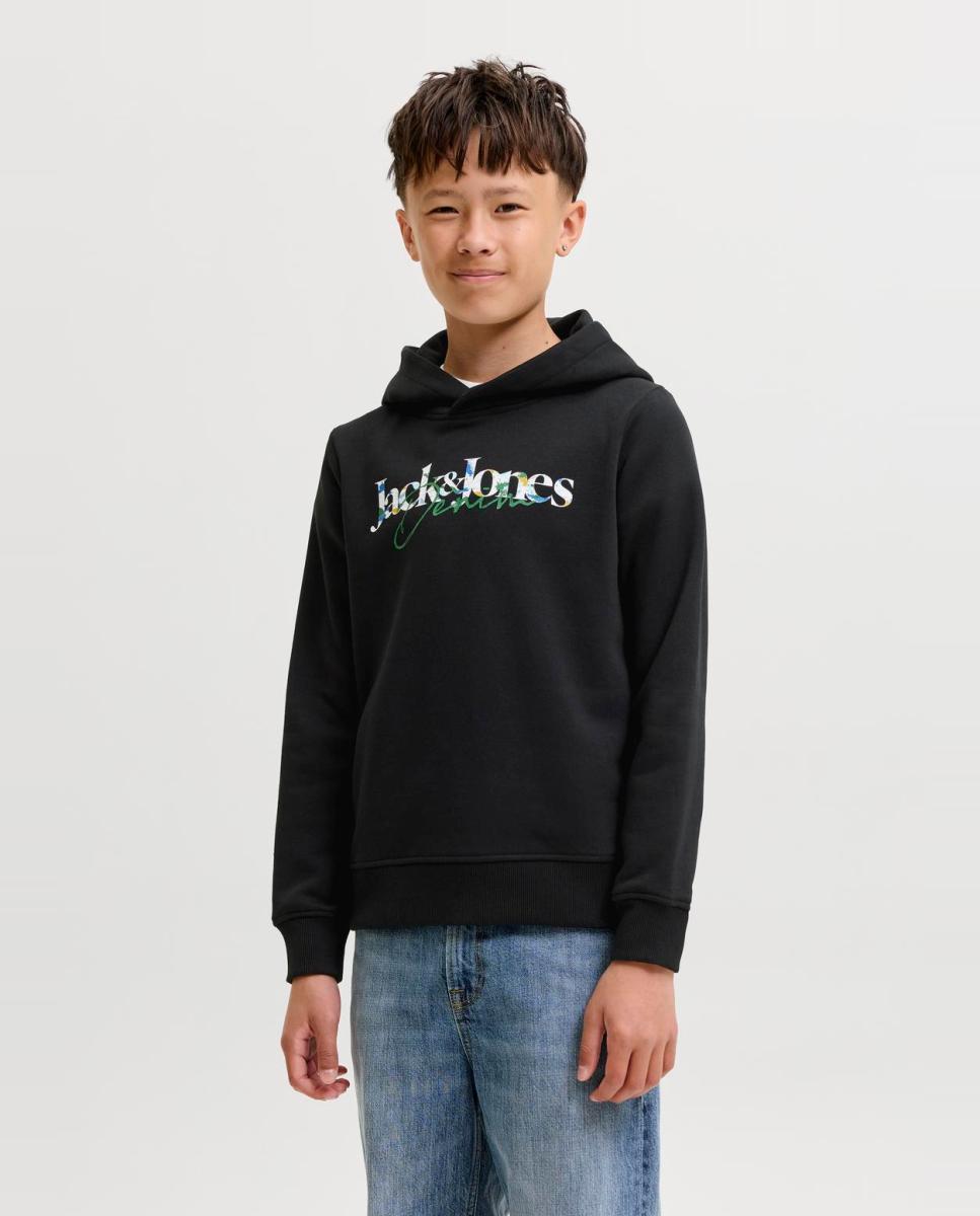 Sweatshirt com Capuz e Estampado à Frente Preto-2
