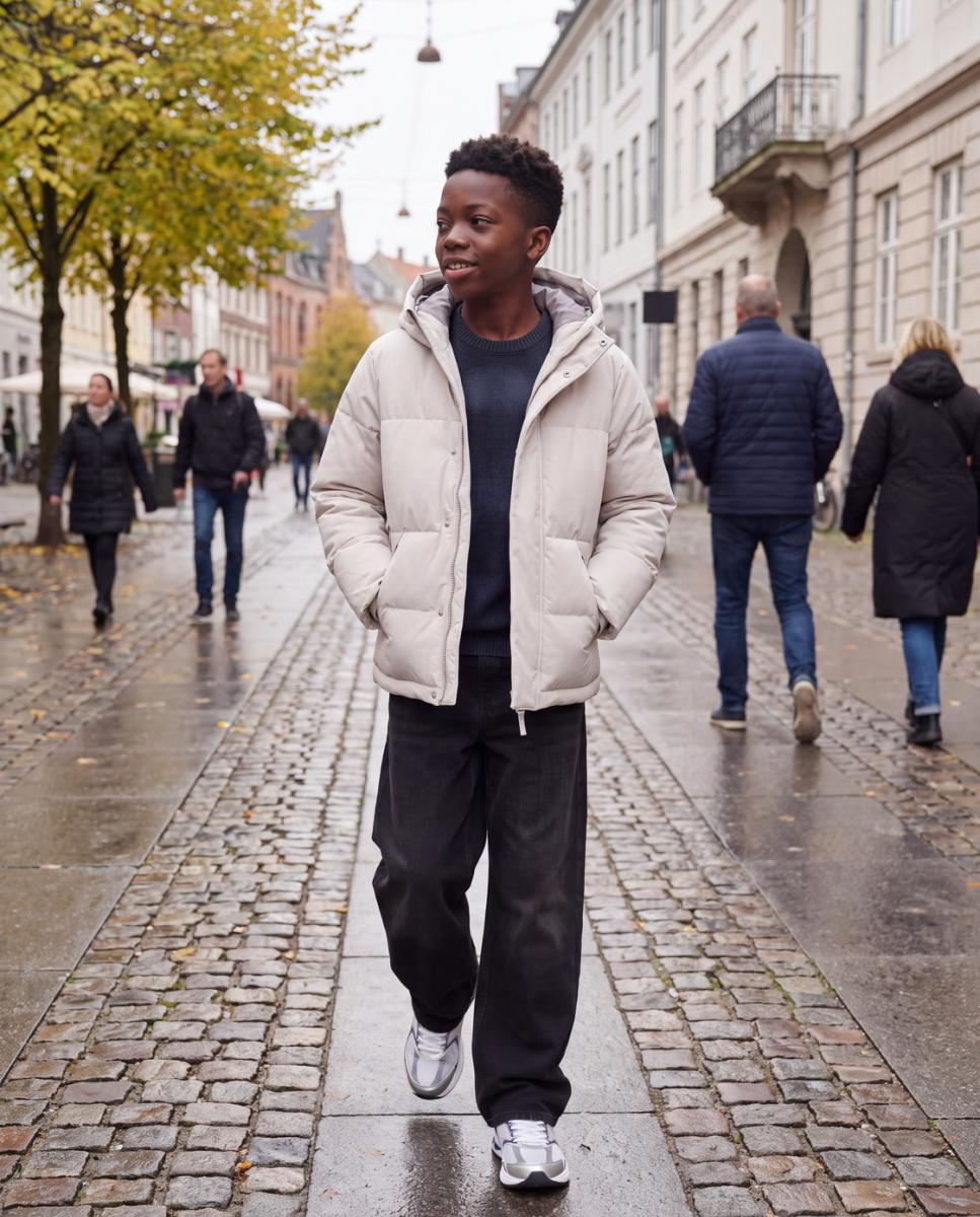 Plumifero de niño con capucha - Jack & Jones - Natural Natural-4
