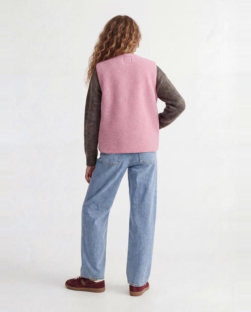 Colete de Pelo de Borrego Rosa-2