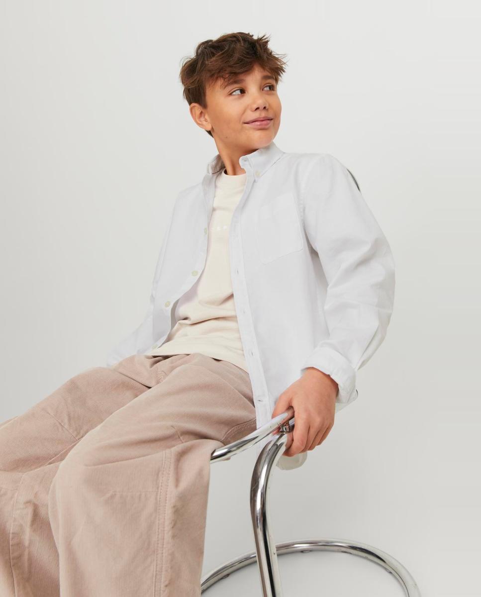 Camisa Oxford com Manga Comprida Branco-5