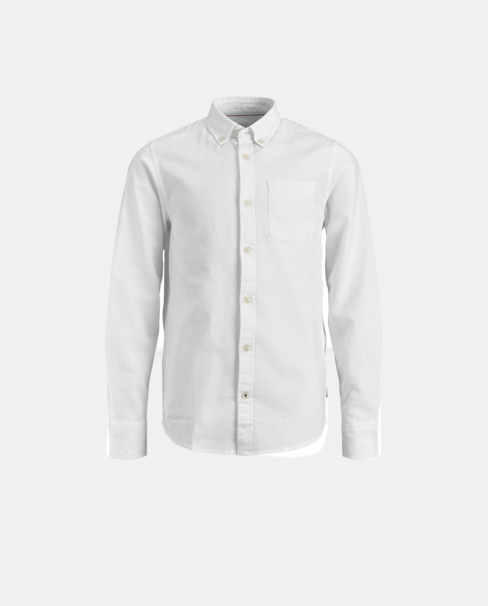 Camisa Oxford com Manga Comprida Branco-6