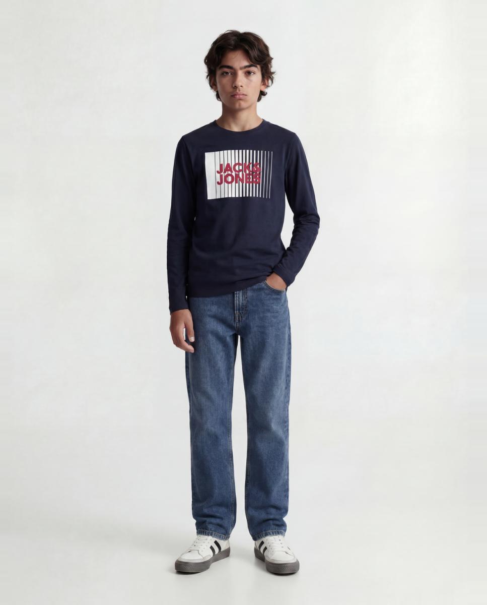 Camiseta de niño manga larga - Jack & Jones - Azul marino Azul marino-4