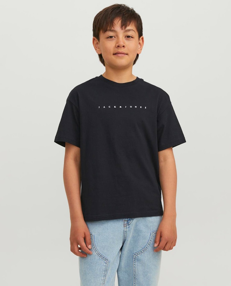Camiseta de niño manga corta con print frontal - Jack & Jones - Negro Negro-1