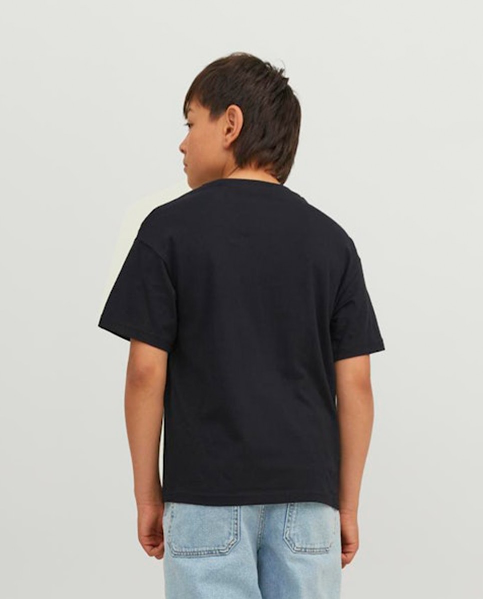 Camiseta de niño manga corta con print frontal - Jack & Jones - Negro Negro-2
