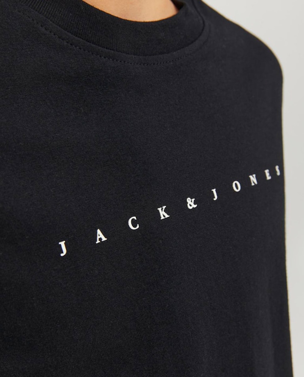 Camiseta de niño manga corta con print frontal - Jack & Jones - Negro Negro-3