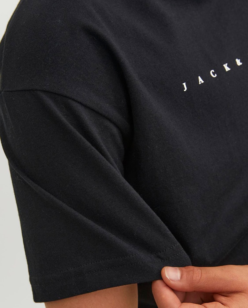 Camiseta de niño manga corta con print frontal - Jack & Jones - Negro Negro-4