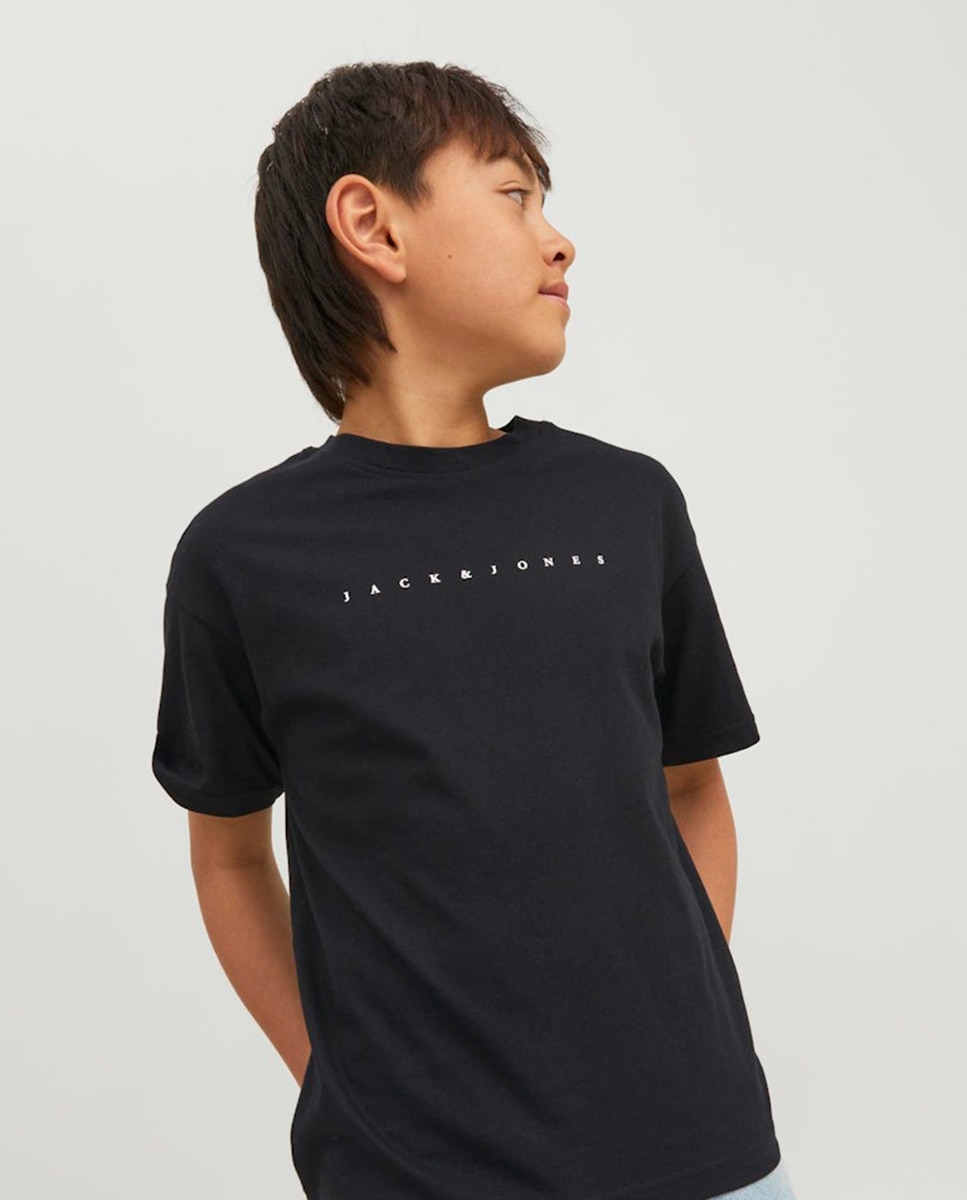 Camiseta de niño manga corta con print frontal - Jack & Jones - Negro Negro-5