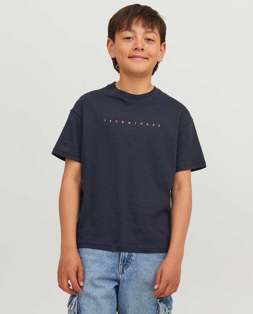Camiseta de niño manga corta con print frontal - Jack & Jones - Azul Azul-1