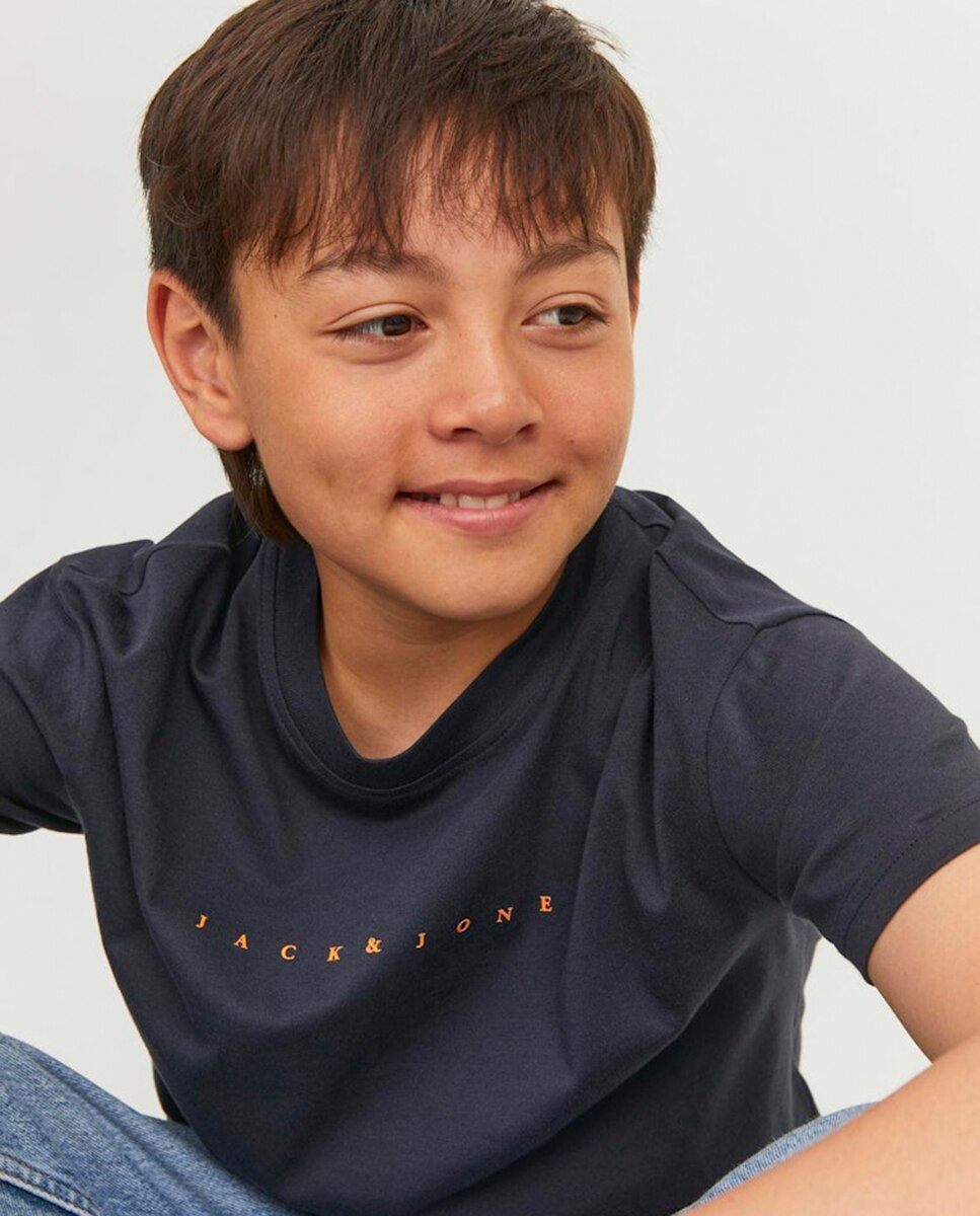 Camiseta de niño manga corta con print frontal - Jack & Jones - Azul Azul-5
