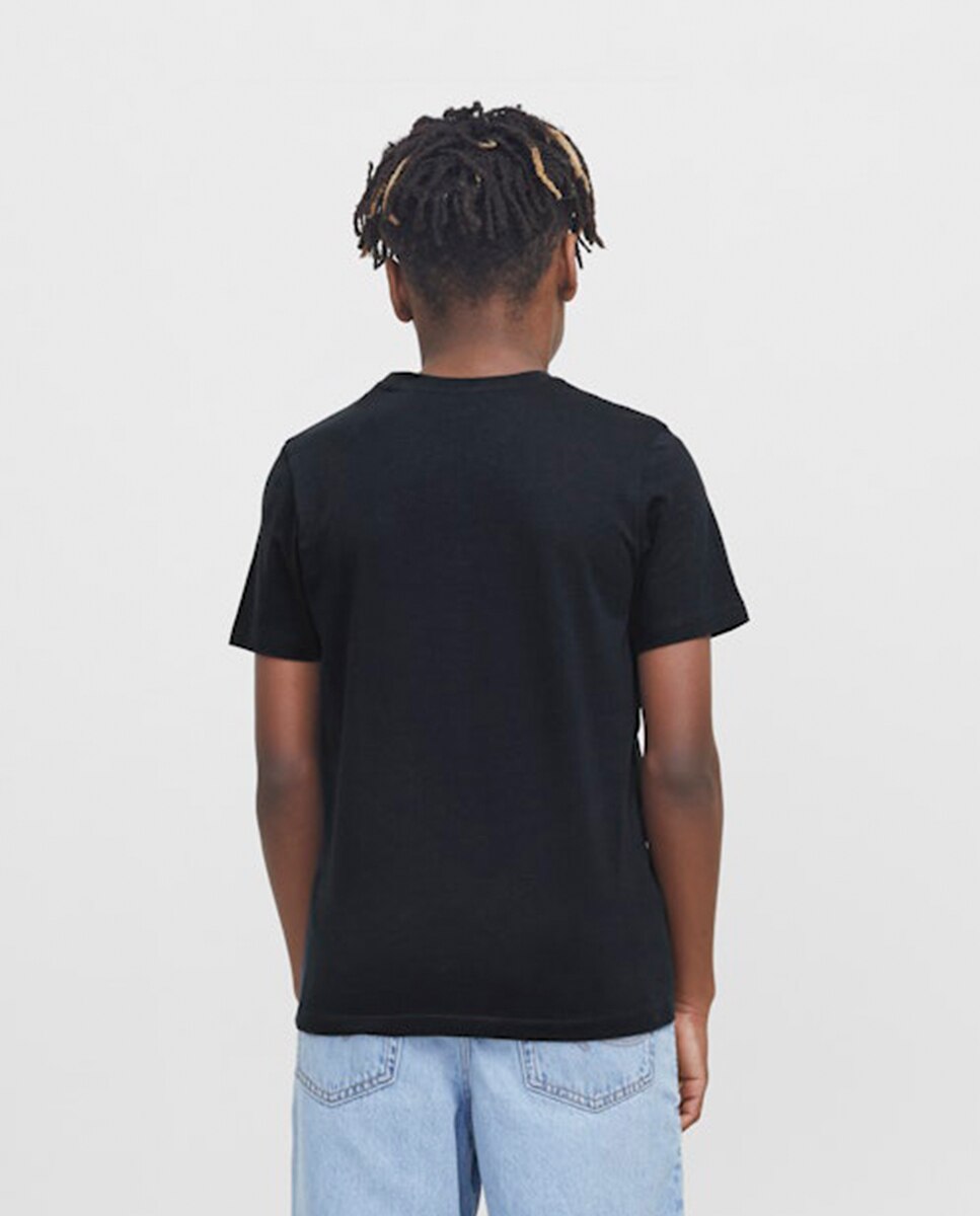 T-shirt de Manga Curta com Logótipo à Frente Azul-claro-2