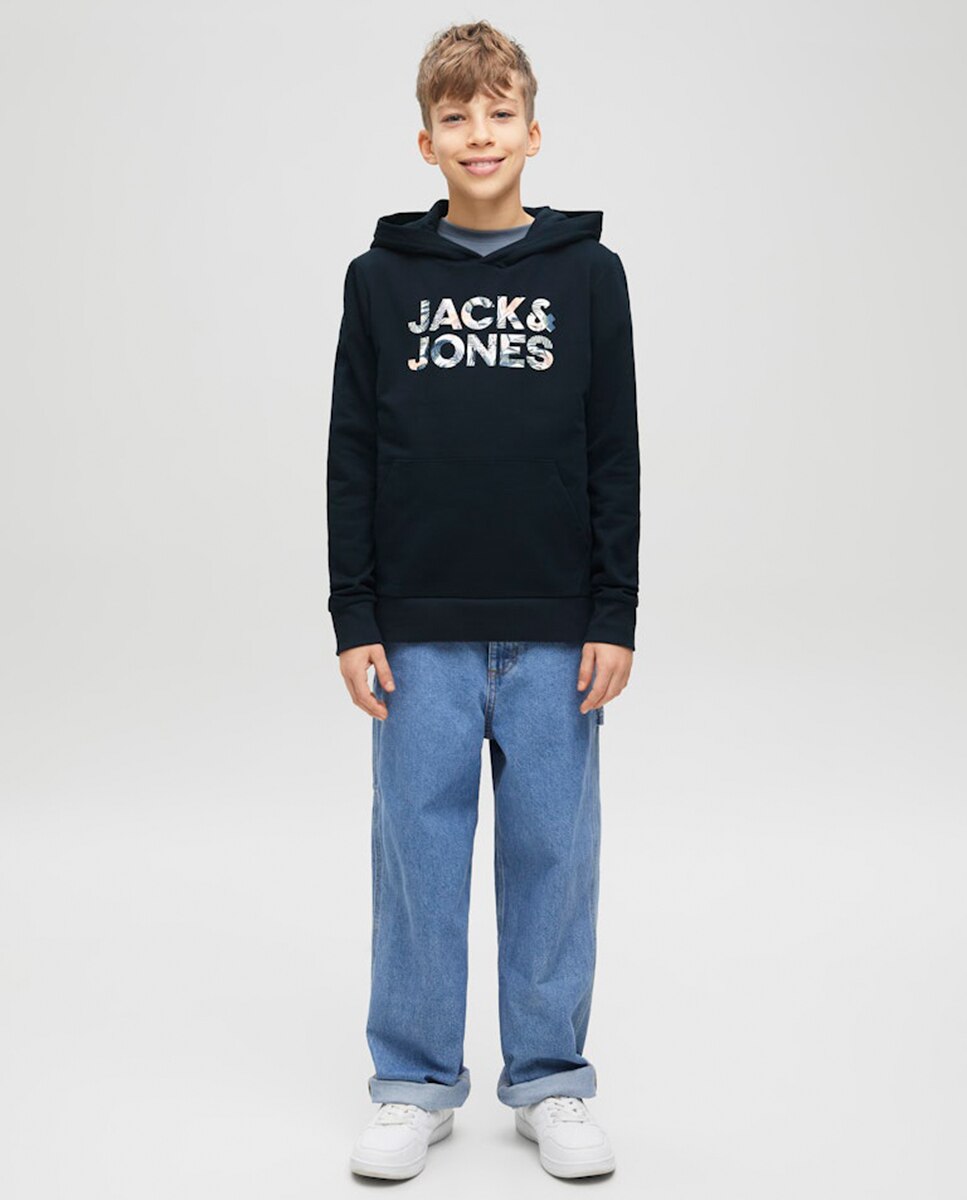 Sweatshirt com Capuz com Logótipo à Frente Jack & Jones Azul-claro-6