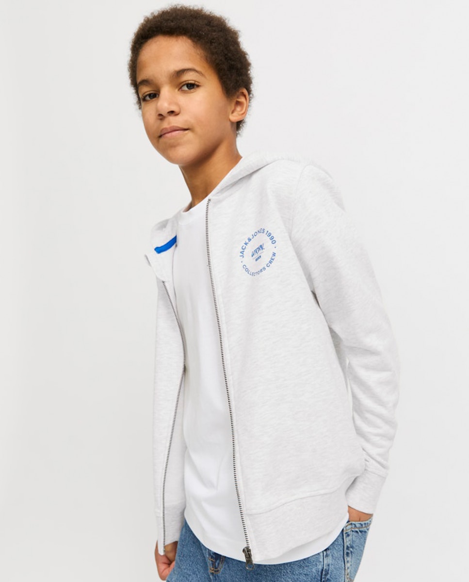 Sweatshirt com Capuz com Fecho de Correr Jack & Jones Cinzento-claro-3