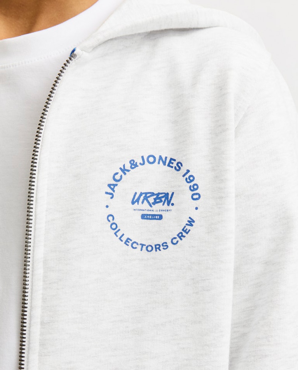 Sweatshirt com Capuz com Fecho de Correr Jack & Jones Cinzento-claro-4
