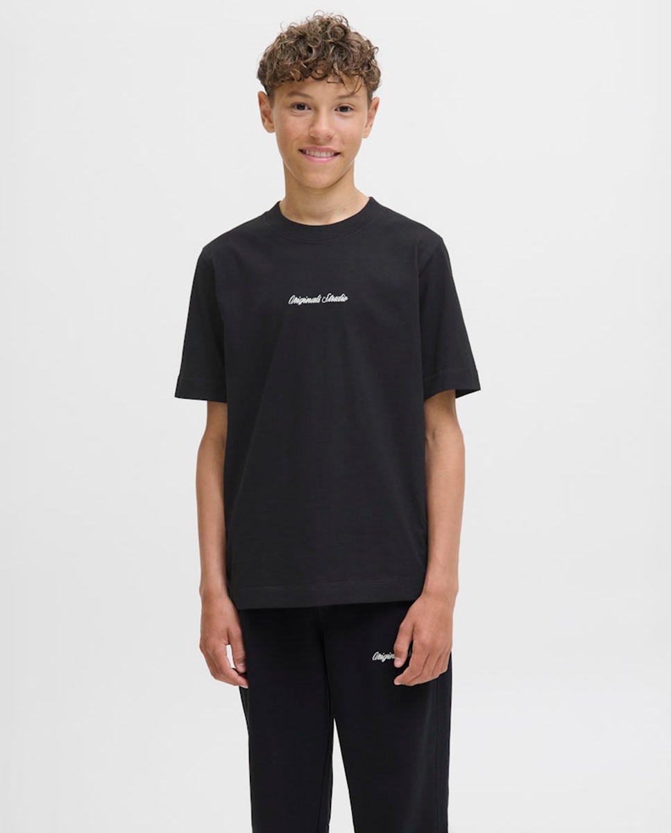 Camiseta de niño manga corta lisa - Jack & Jones - Negro Negro-1