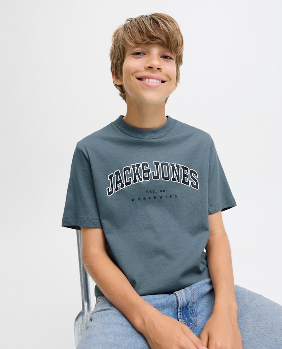 T-shirt de Manga Curta Azul-4