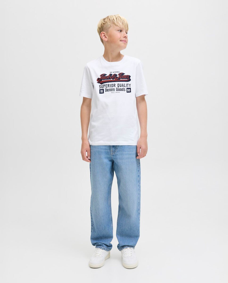 Camiseta manga corta de niño con print frontal - Jack & Jones - Blanco Blanco-2