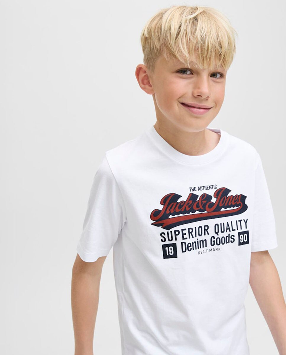 Camiseta manga corta de niño con print frontal - Jack & Jones - Blanco Blanco-5