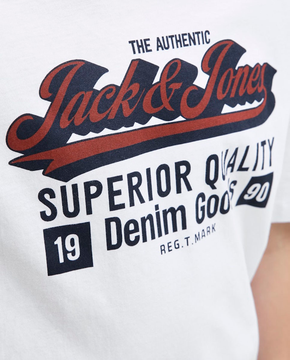 Camiseta manga corta de niño con print frontal - Jack & Jones - Blanco Blanco-6