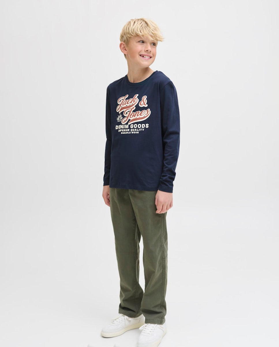 Camiseta manga larga de niño con print frontal - Jack & Jones - Azul marino Azul marino-3