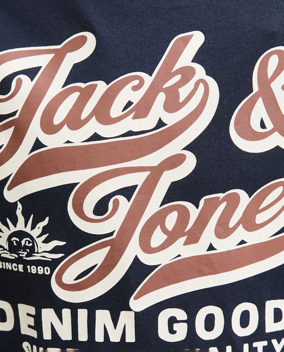 Camiseta manga larga de niño con print frontal - Jack & Jones - Azul marino Azul marino-4