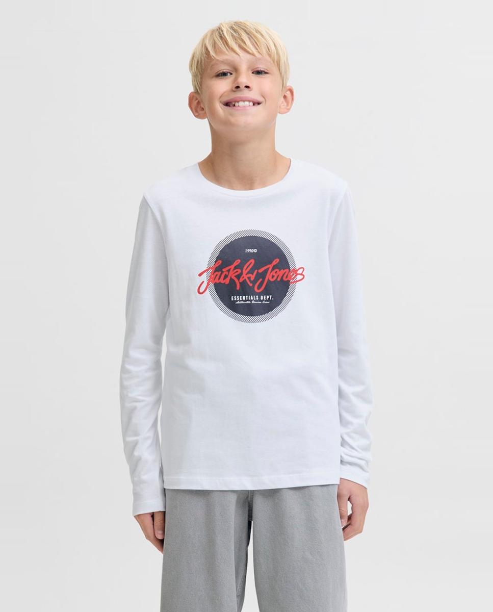Camisola de Manga Comprida com Estampado à Frente Branco-1